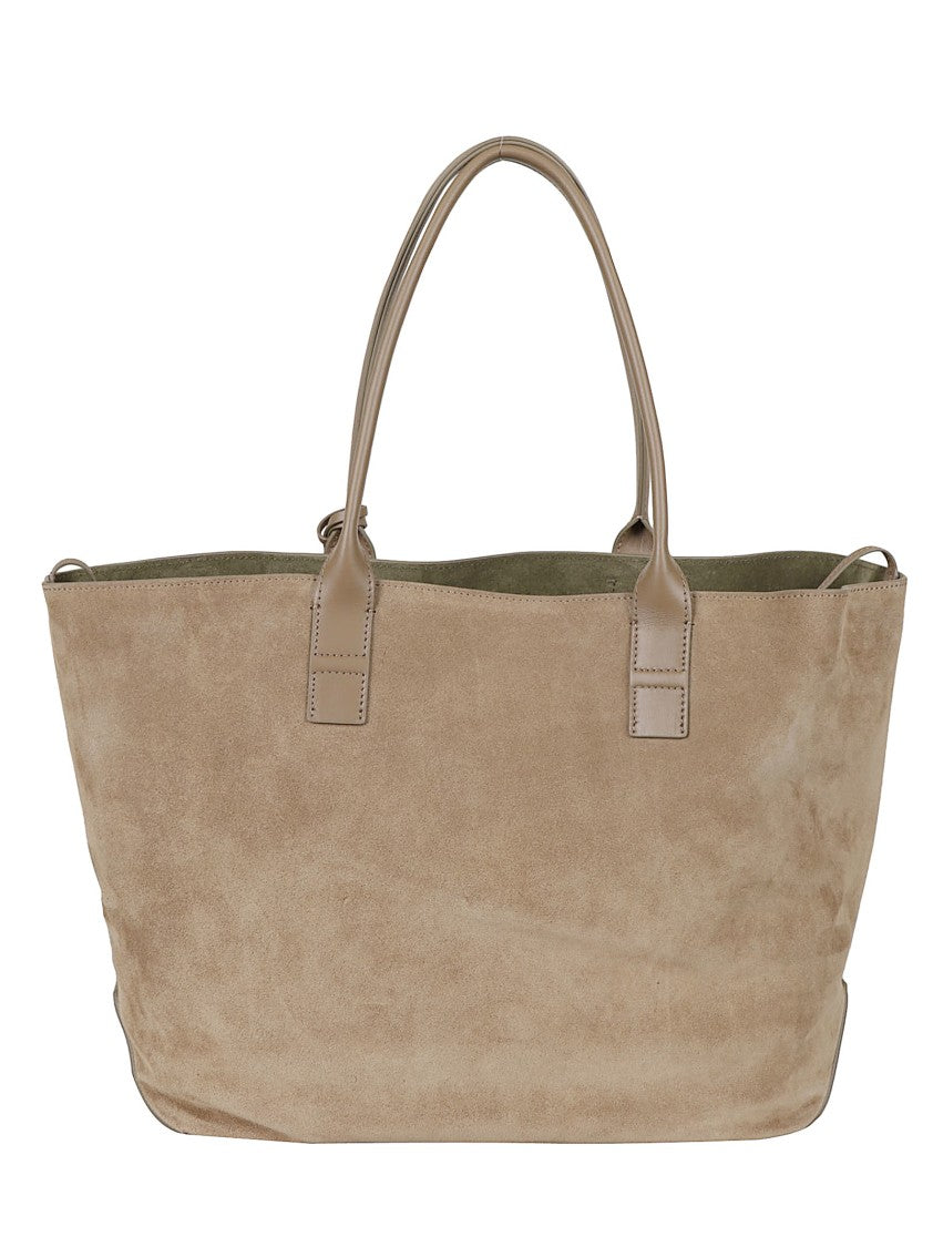 Hogan Mud-Colored Suede Tote With Leather Details