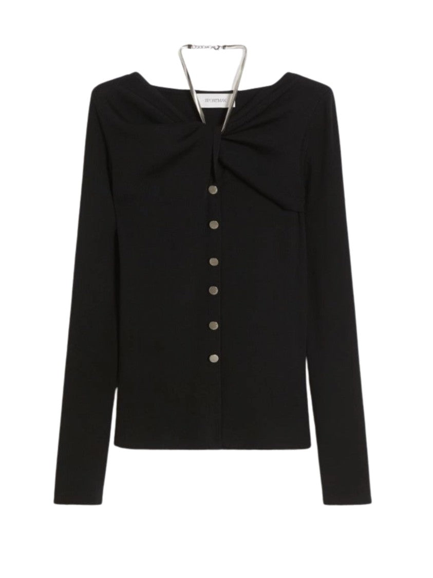 Sportmax Black Boat Neckline Knitted Cardigan