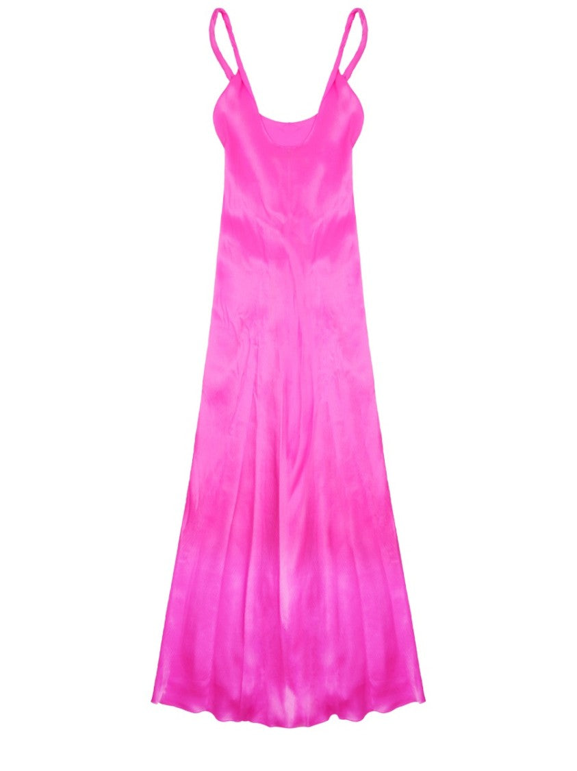 J. W. Anderson Vibrant Pink Silk Dress With Waist Knot Detail