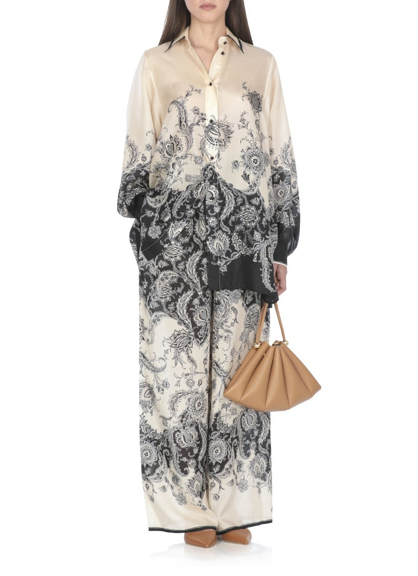Zimmermann Ivory Silk Shirt With Contrasting Paisley Pattern