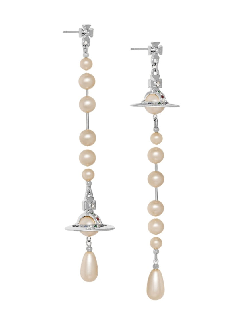 Vivienne Westwood White Broken Pearl Brass Earrings
