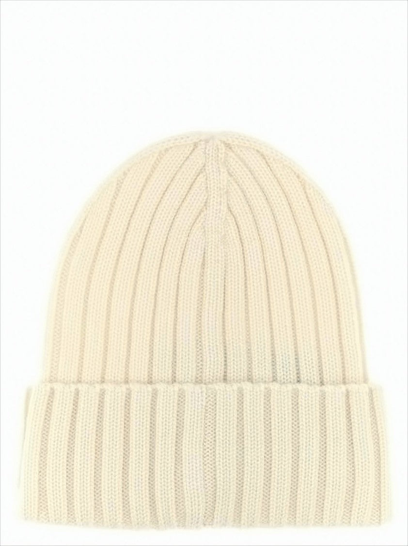 Moncler Ribbed Knit Beanie With Folded Cuff And Logo Patch