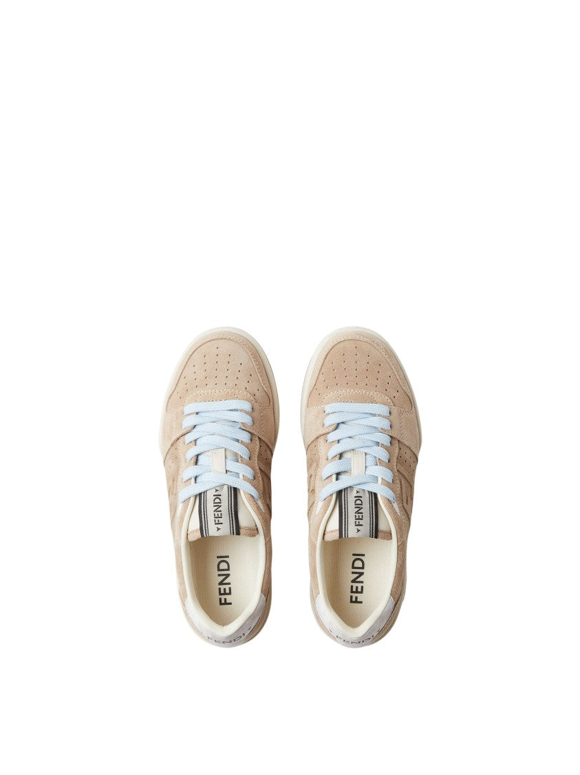 Fendi Match Beige Suede Low-Top Sneakers