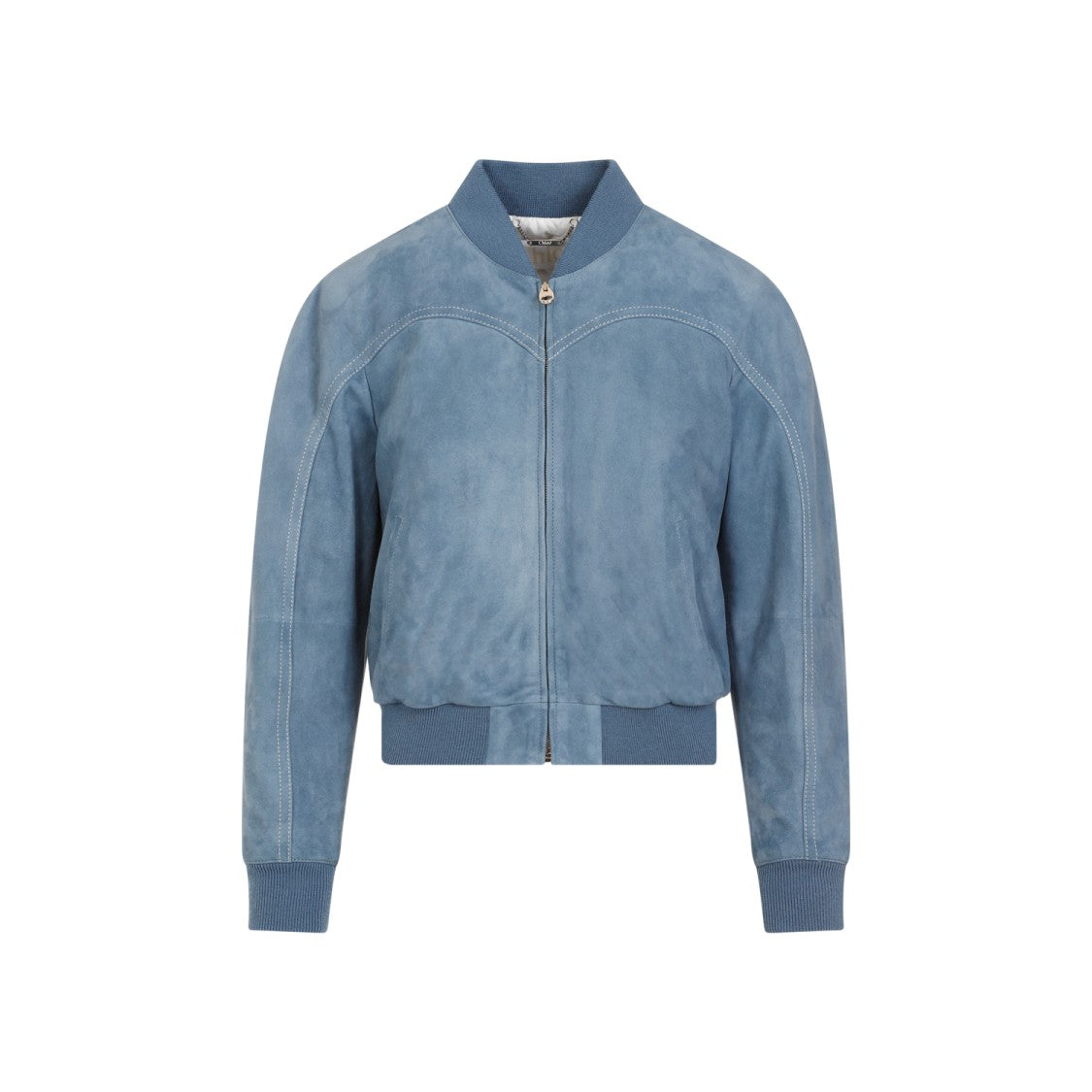 Chloé Grizzled Blue Lamb Suede Leather Jacket