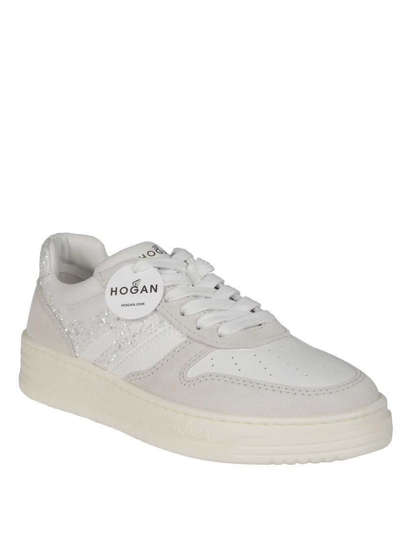 Hogan White Leather And Suede Sneakers