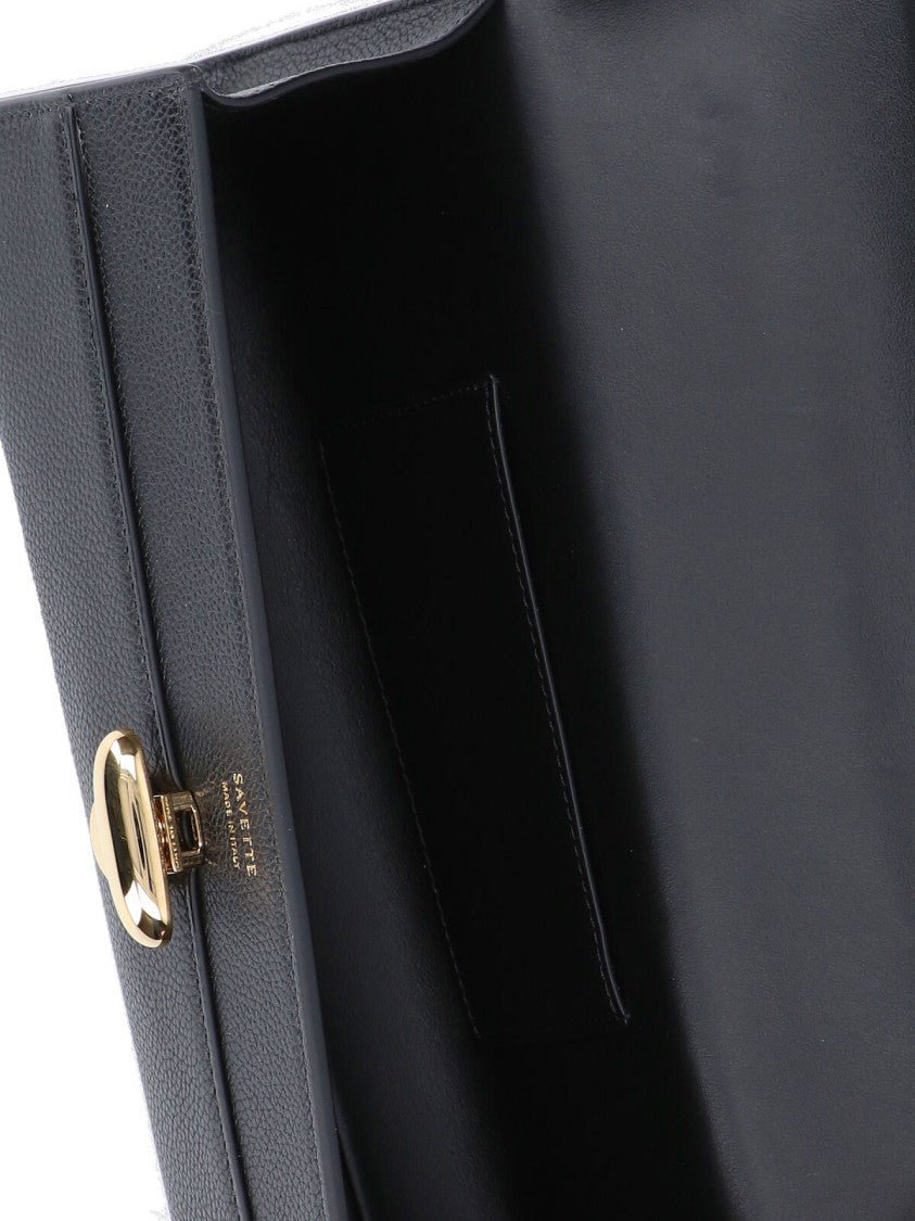 Savette Structured Black Minimalist Handbag