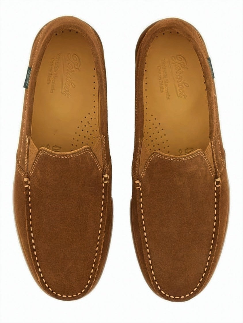 Paraboot Brown Suede Loafers With Moccasin Toe Design