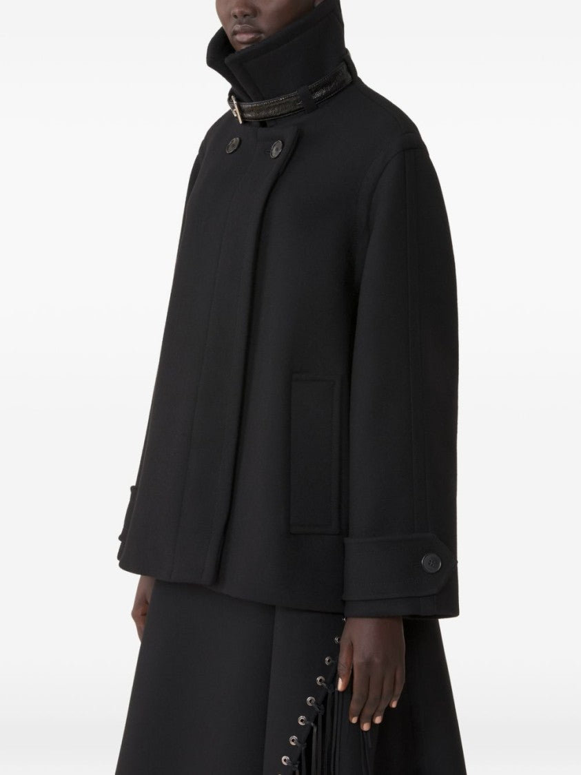 Lanvin Structured Short Coat With Ribbed Collar And Buckle Detail