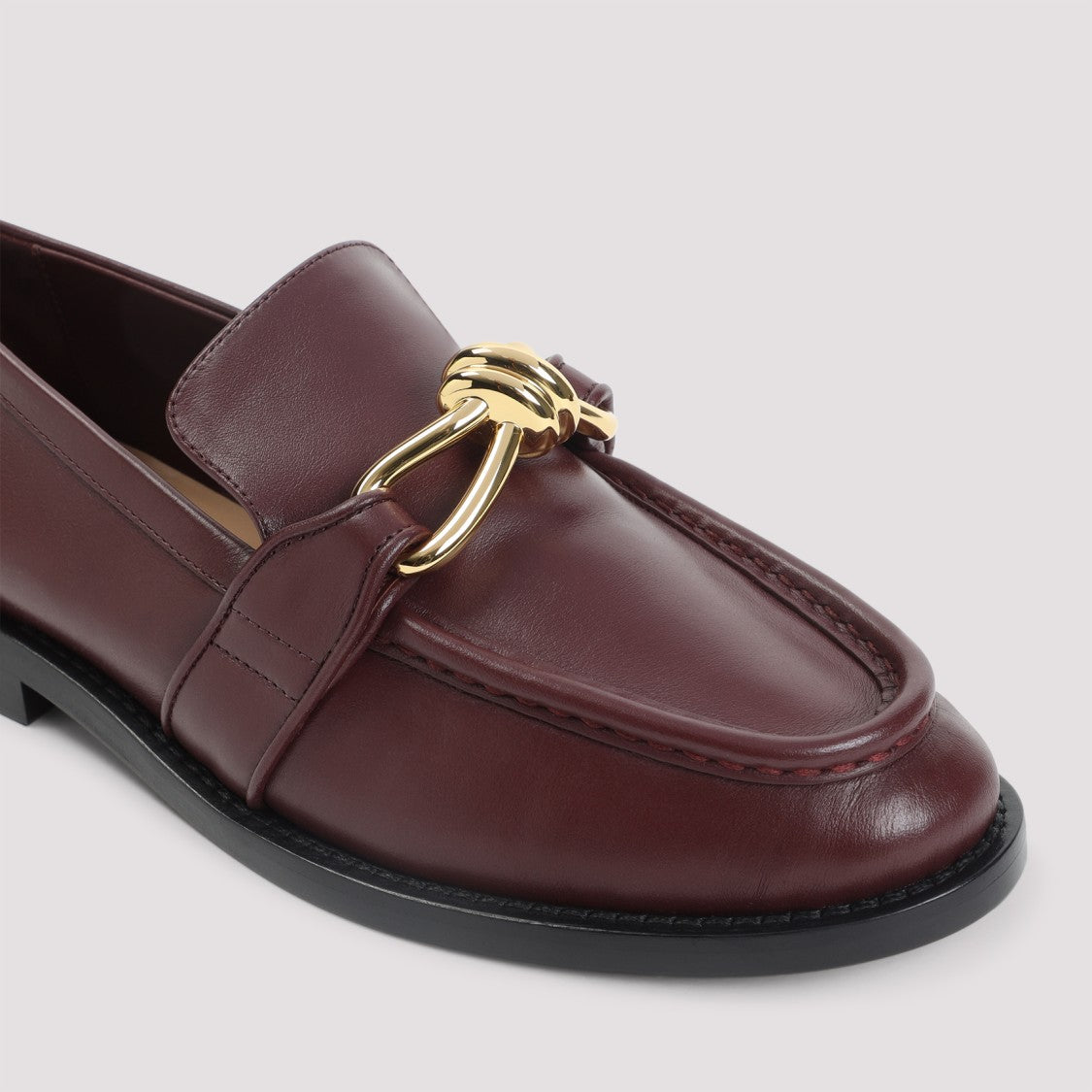 Bottega Veneta Barolo Brown Leather Astair Metallic Knot Loafer