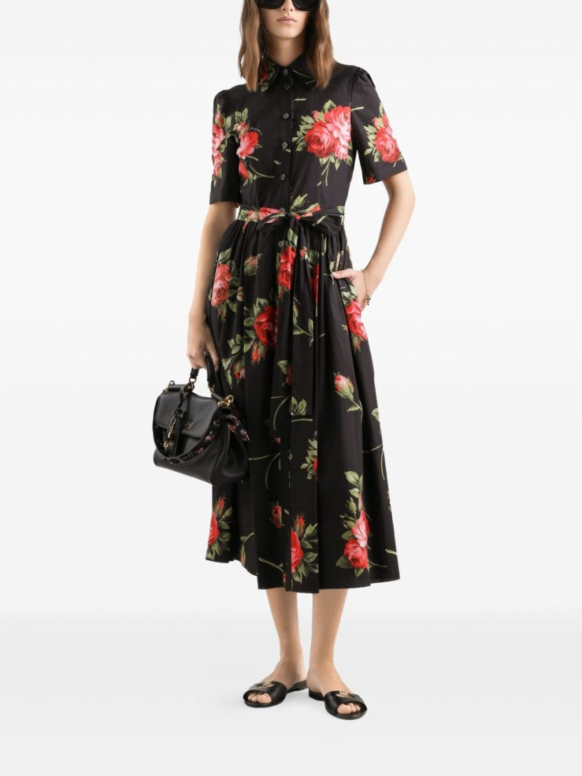 Dolce & Gabbana Shirt-Style Midi Dress With Flared Skirt