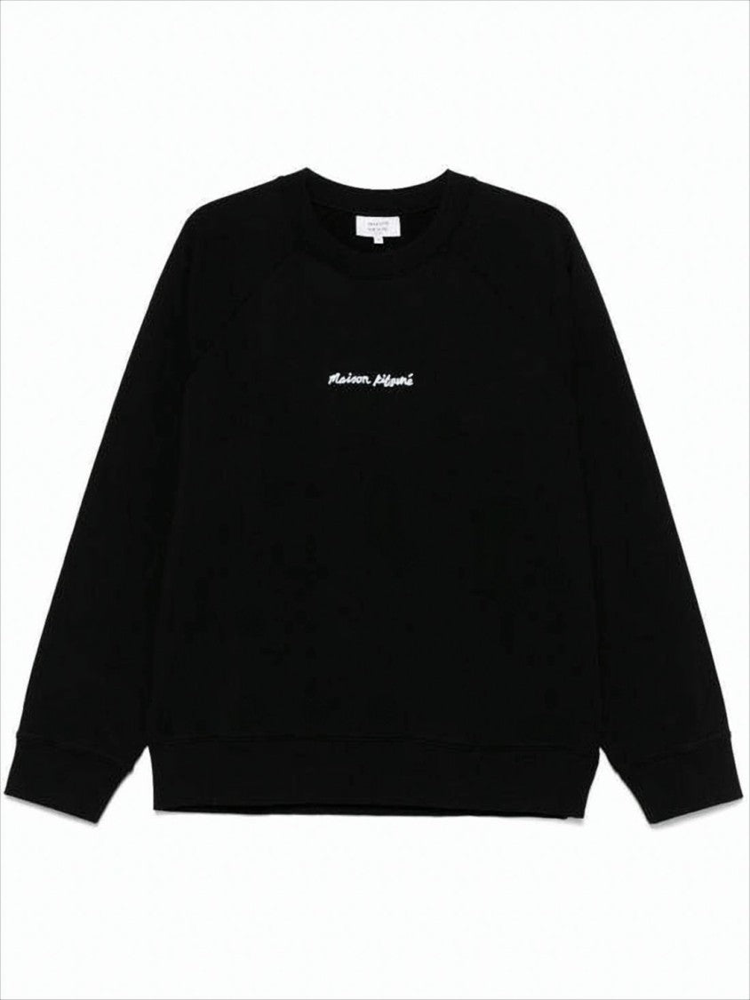 Maison Kitsuné Black Long-Sleeve Sweatshirt With Embroidered Logo
