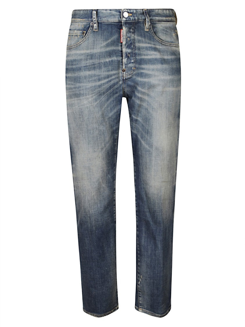 Dsquared2 Faded Blue Distressed Jeans With Five-Pocket Design