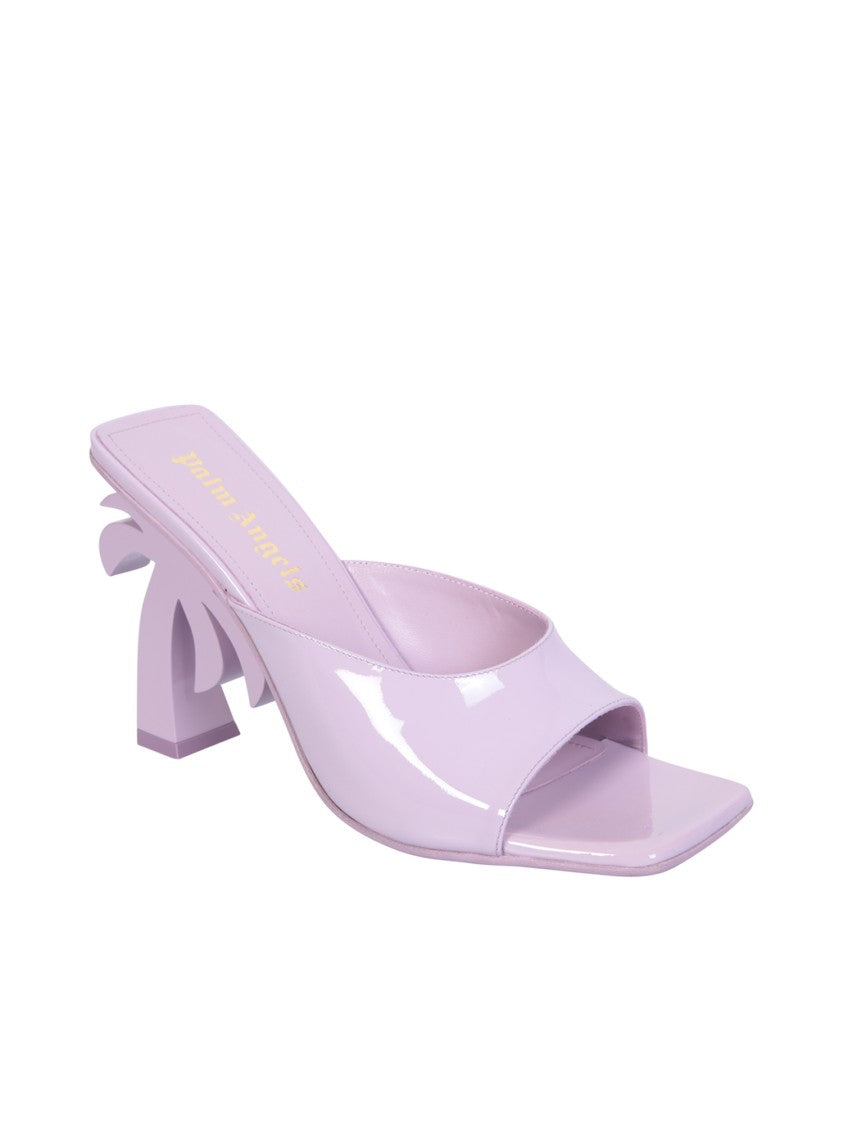 Palm Angels Square Open Toe Purple Sandals