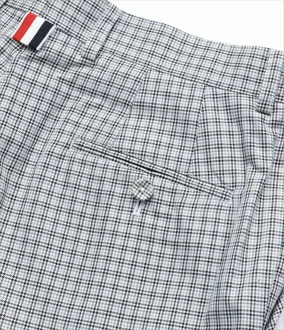Thom Browne Tailored Grey Shorts With Subtle Checkered Pattern