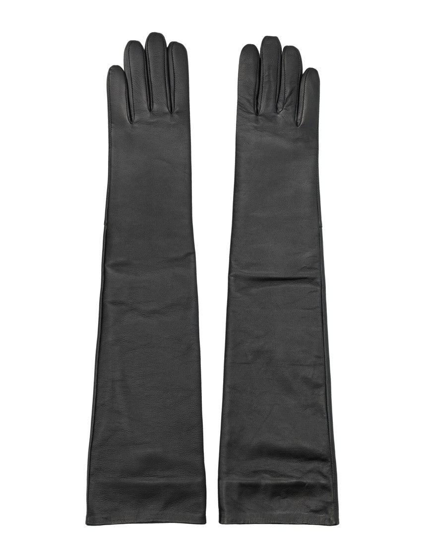 The Frankie Shop Black Veneto Long Leather Gloves