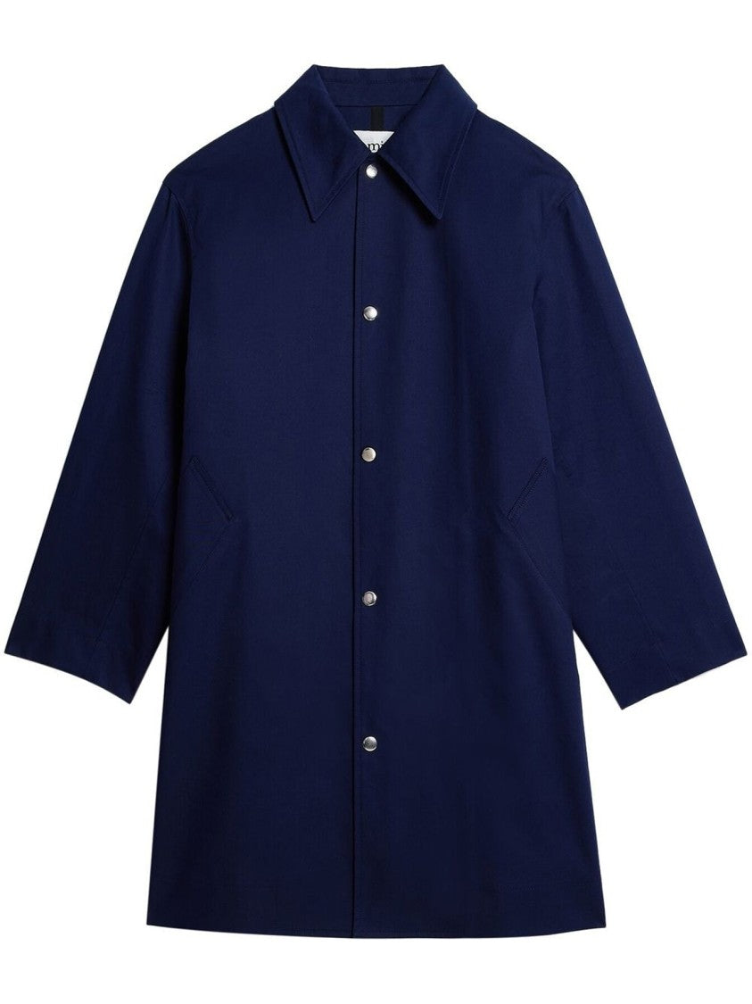 Ami Classic Blue Cotton Coat