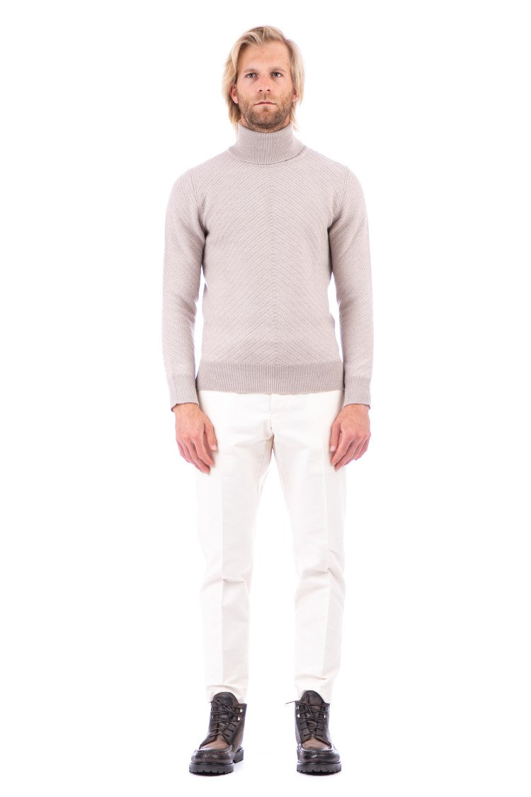 Lardini Diagonal Wool Turtleneck Sweater