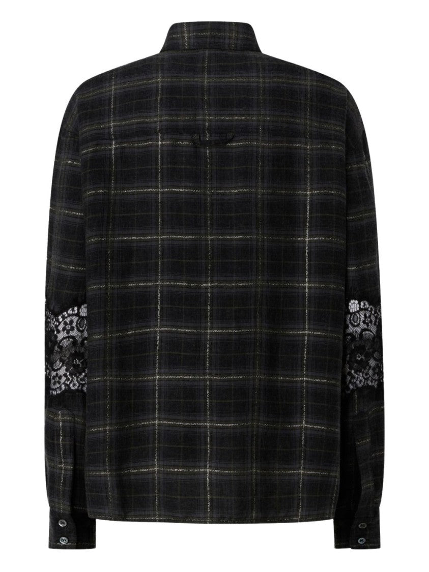 Pinko Gray And Silver Plaid Shirt