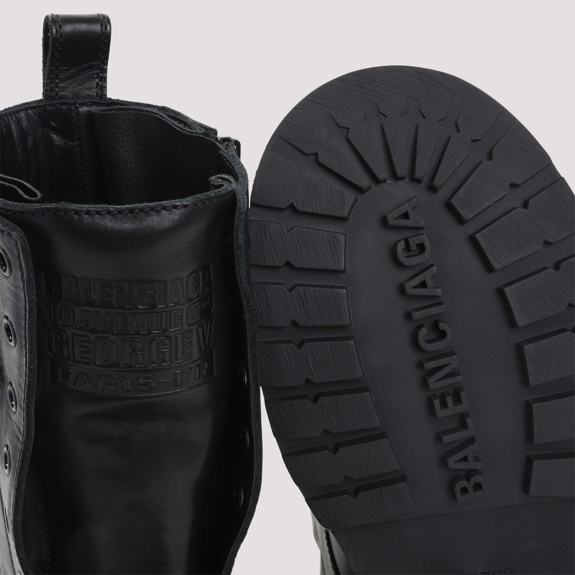 Balenciaga Truck Lace Up Black Calf Leather Boots
