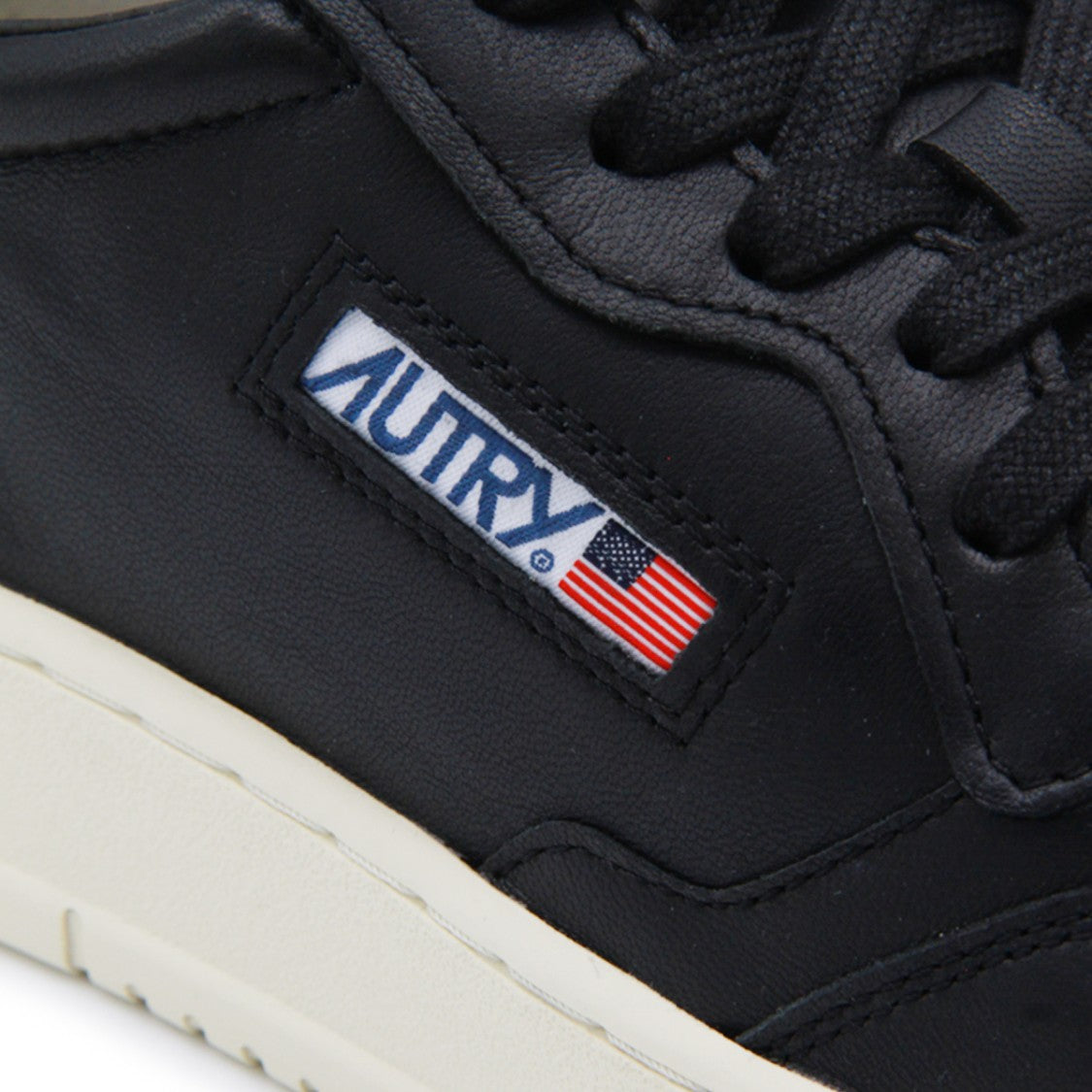 Autry Medalist Black Leather Sneakers With Suede Accents