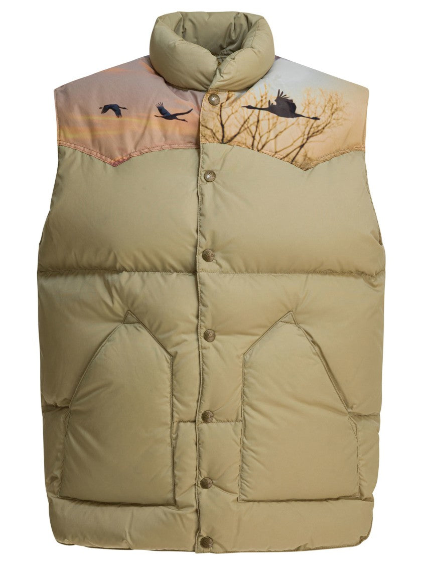 Needles Structured Sleeveless Jacket With Scenic Bird Print