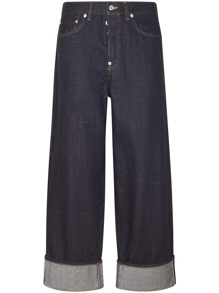 Kenzo Turn-Up Wide Fit Denim Trousers With Five-Pocket Design