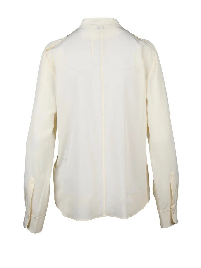 Chloé Korean Collar Chiffon Shirt Crafted From 100% Silk