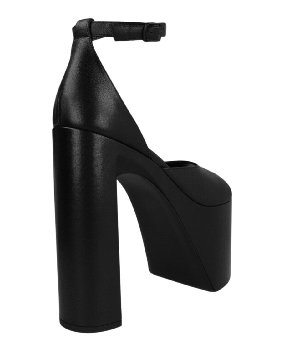 Balenciaga Elevated Block Heel Platform Calfskin Leather Camden Sandals