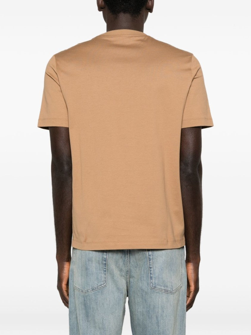 Lanvin Brown Contrast Logo Detail Round T-Shirt
