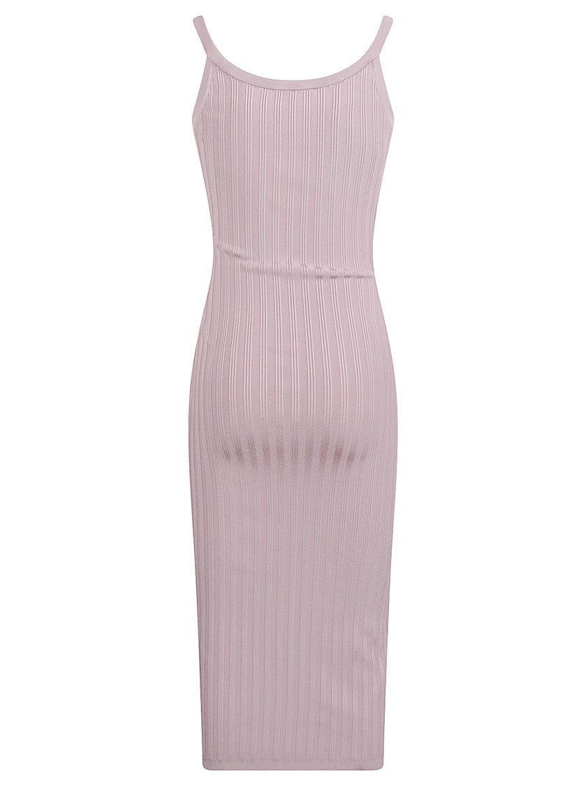 Versace Sleeveless Ribbed Knit Midi Dress With Medusa Details