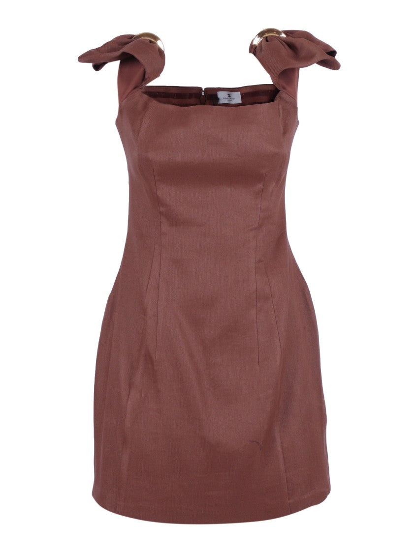 Elisabetta Franchi Fitted Sculptural Shoulder Mini Dress