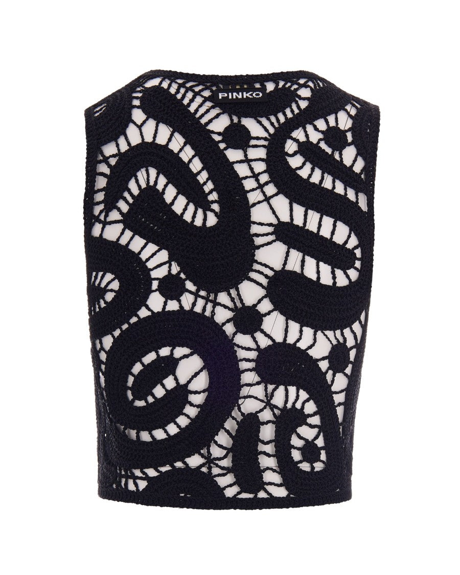 Pinko Intricate Geometric Crochet Cropped Top