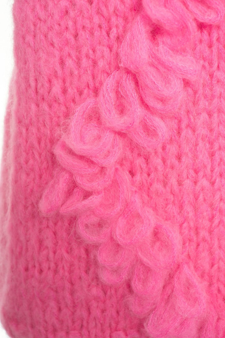 Dawn X Dare Short-Sleeve Ruffled Knit Sweater With Diamond Detailing