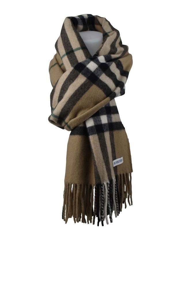 Burberry Plaid Cashmere Scarf With Fringed Ends