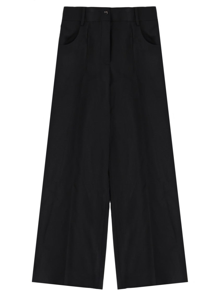 Theory Neutrals Tailored Wide-Leg Wool-Blend Pants