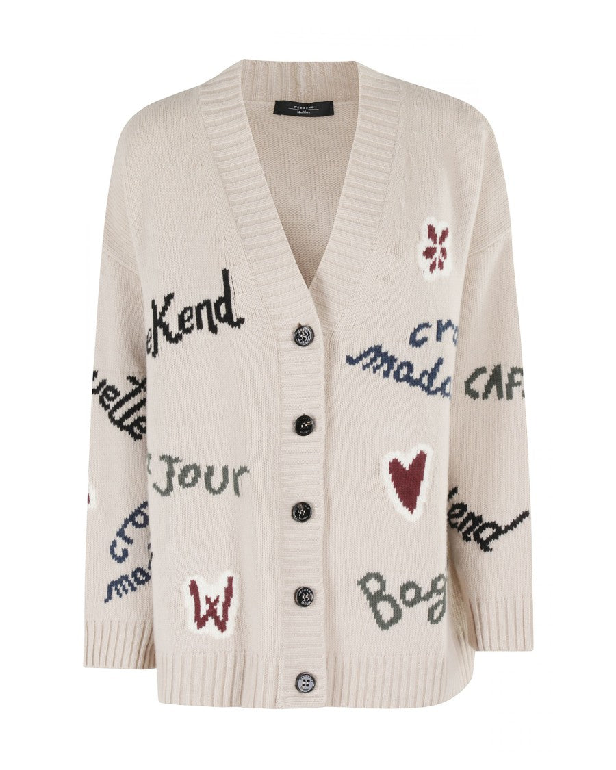 Max Mara Oversized Cardigan In Ecru Wool