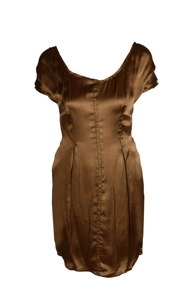 Prada Fluid Silky Brown Mini Dress