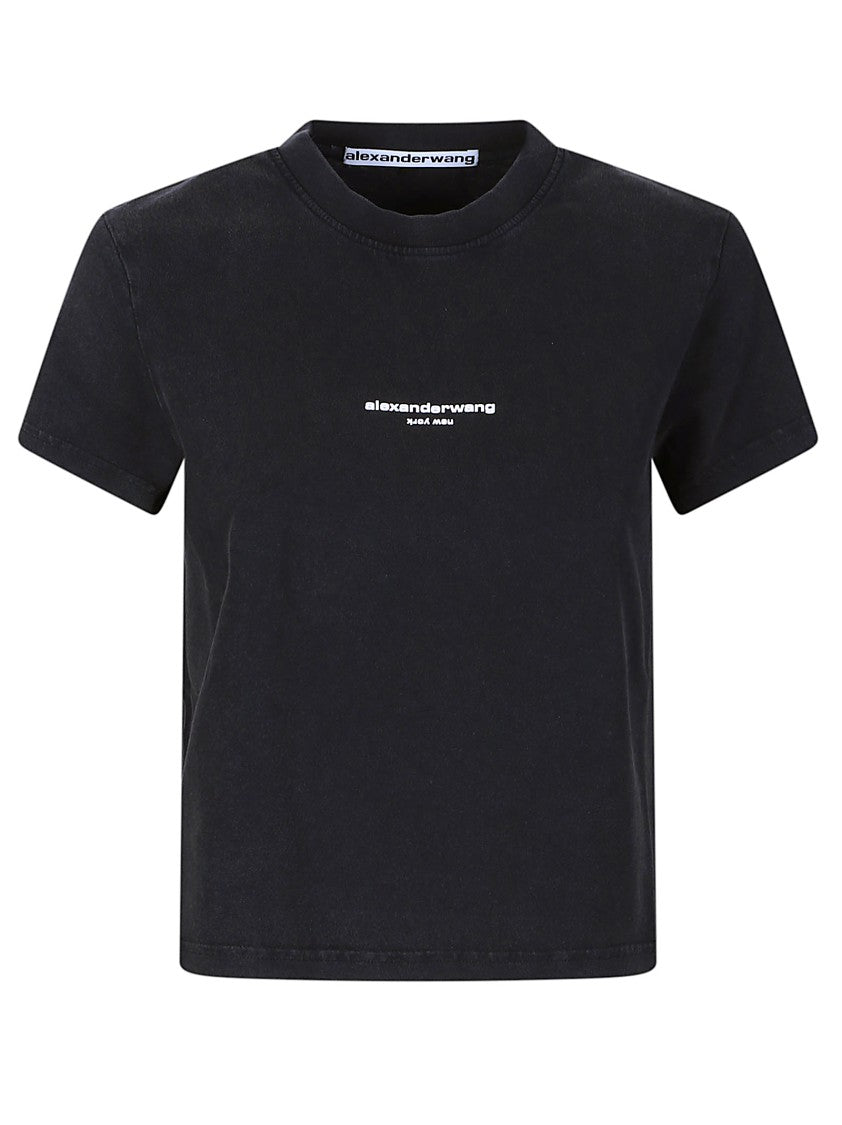 Alexander Wang Logo Print Cropped Shrunken T-Shirt