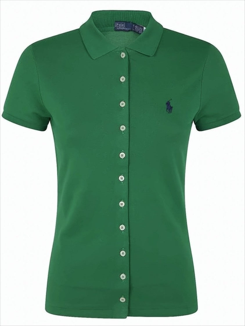 Polo Ralph Lauren Short-Sleeved Button-Up Top With Classic Polo Collar