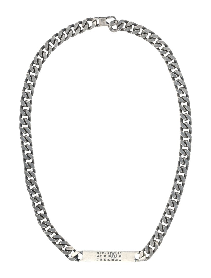 Mm6 By Maison Margiela Minimal Logo Polished Chain Id Tag Necklace