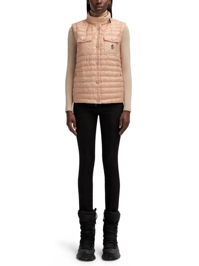 Moncler Grenoble Quilted Sleeveless Vest With High Collar And Snap Button Closure