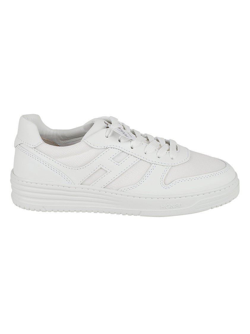 Hogan Lace-Up White Sneakers With Leather