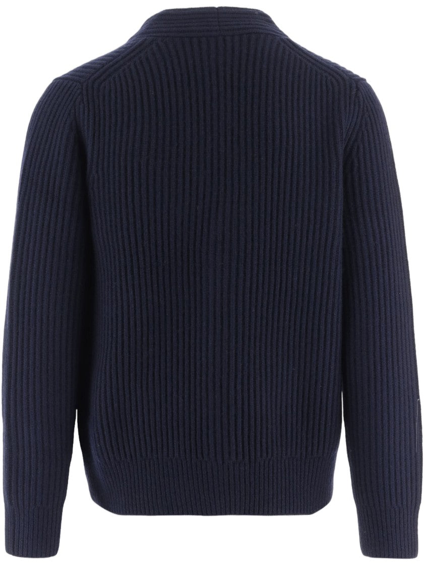 Vince Deep V-Neck Ribbed Knit Sweater