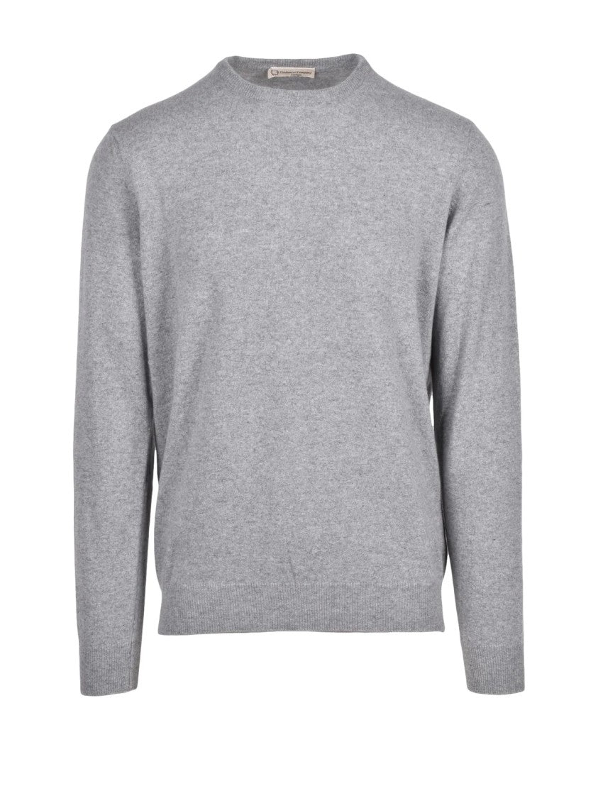 Cashmere Company P. Light Grey Crew Neck Sweater With Cashmere-Wool Blend
