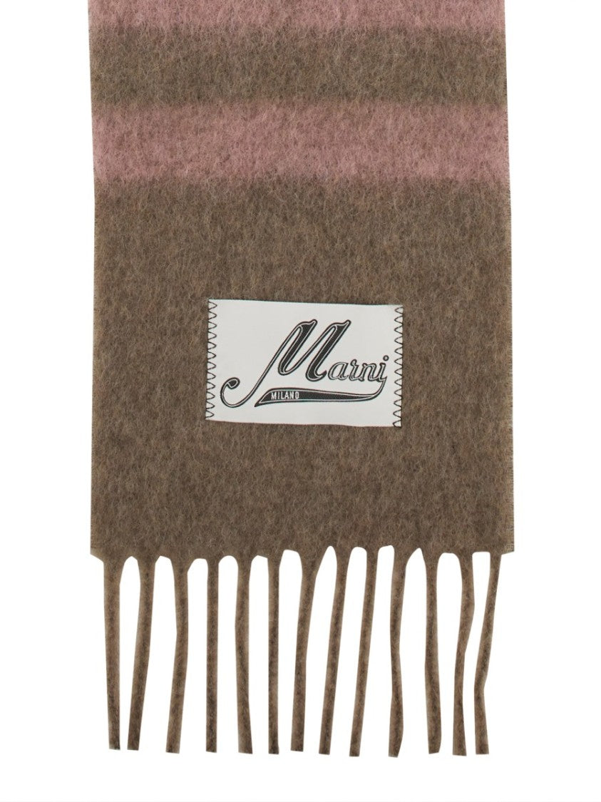 Marni Fringed Logo-Embellished Scarf