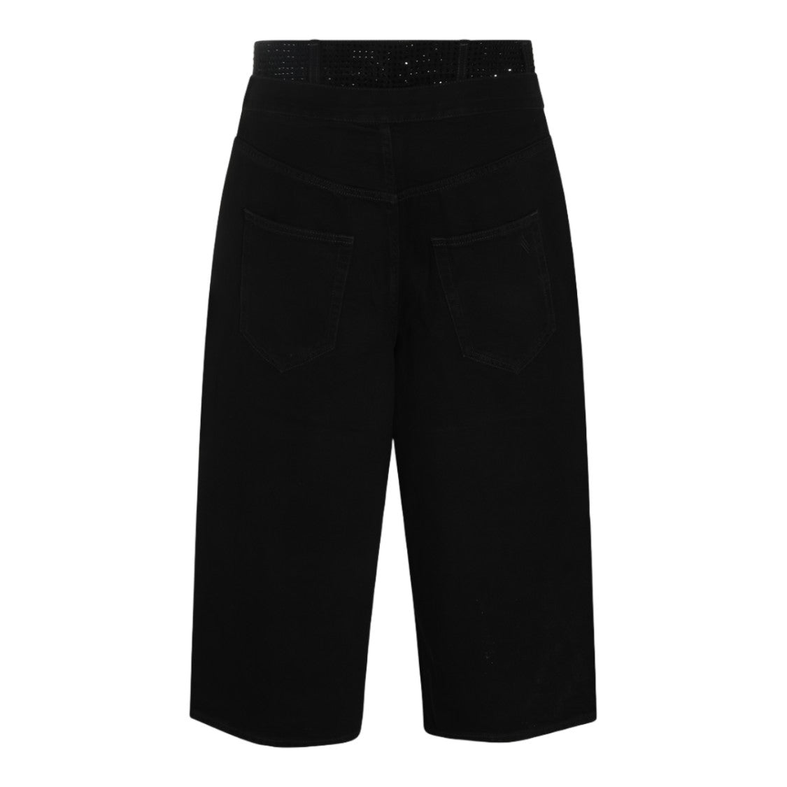 The Attico Black Denim Culotte Jeans With High Waist