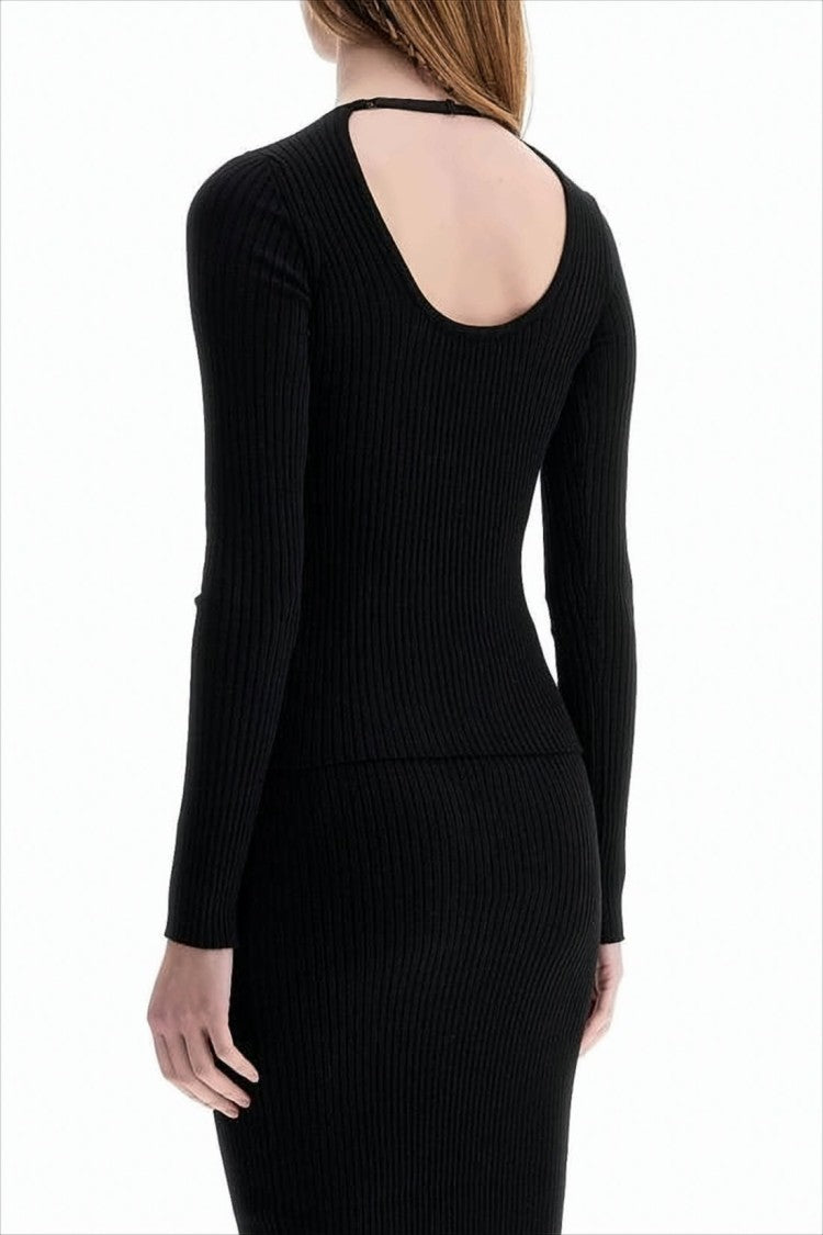 Courrèges Fitted Ribbed Sweater With Scoop Cutout Detail
