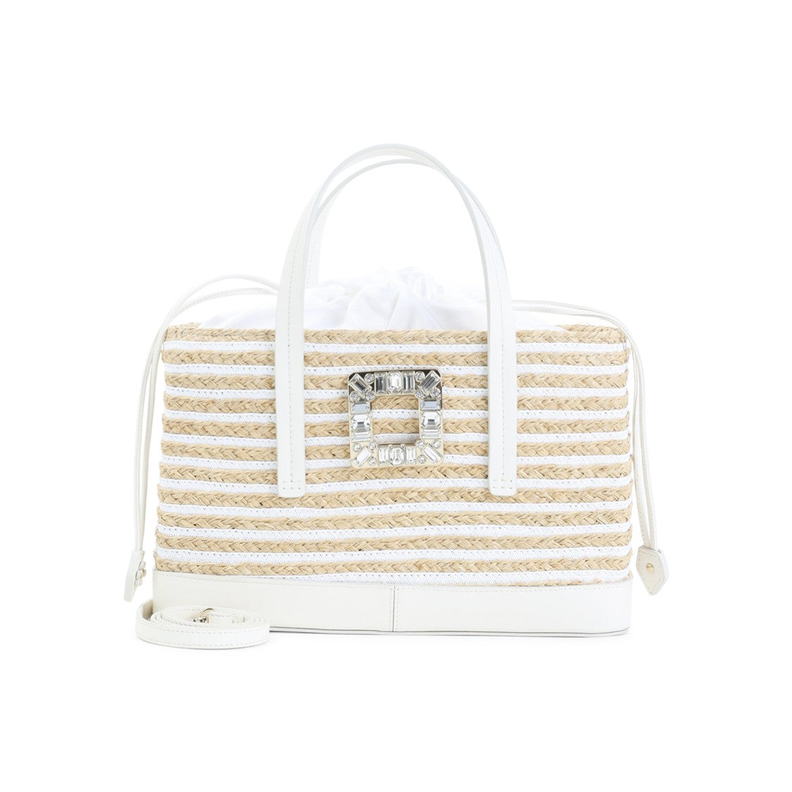 Roger Vivier Structured Straw Handbag With Leather Accents