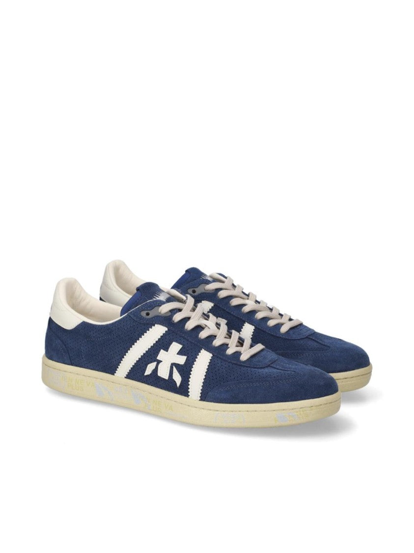 Premiata White Suede Lace-Up Sneakers