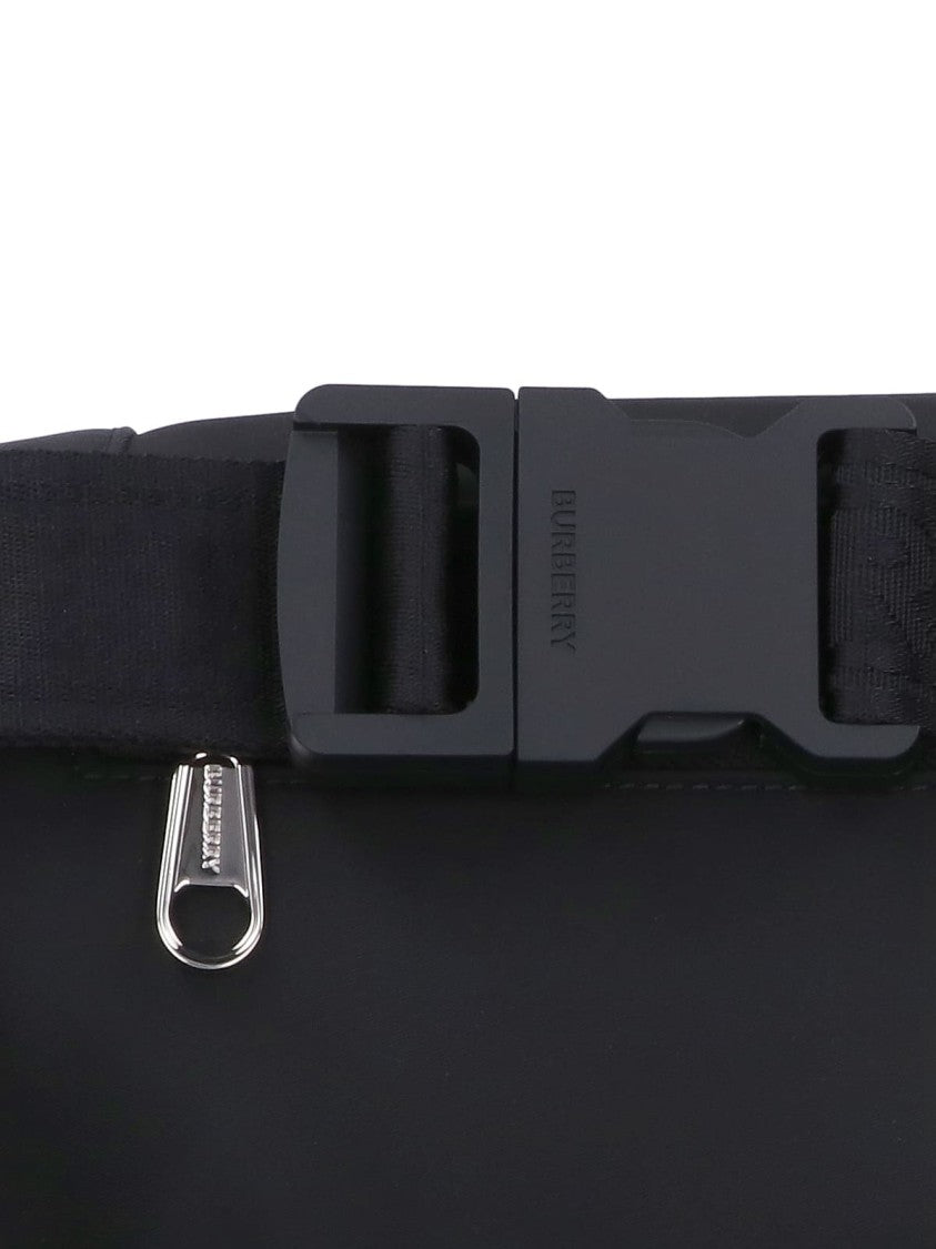 Burberry Streamlined Black Waist Bag With Silver Zippers